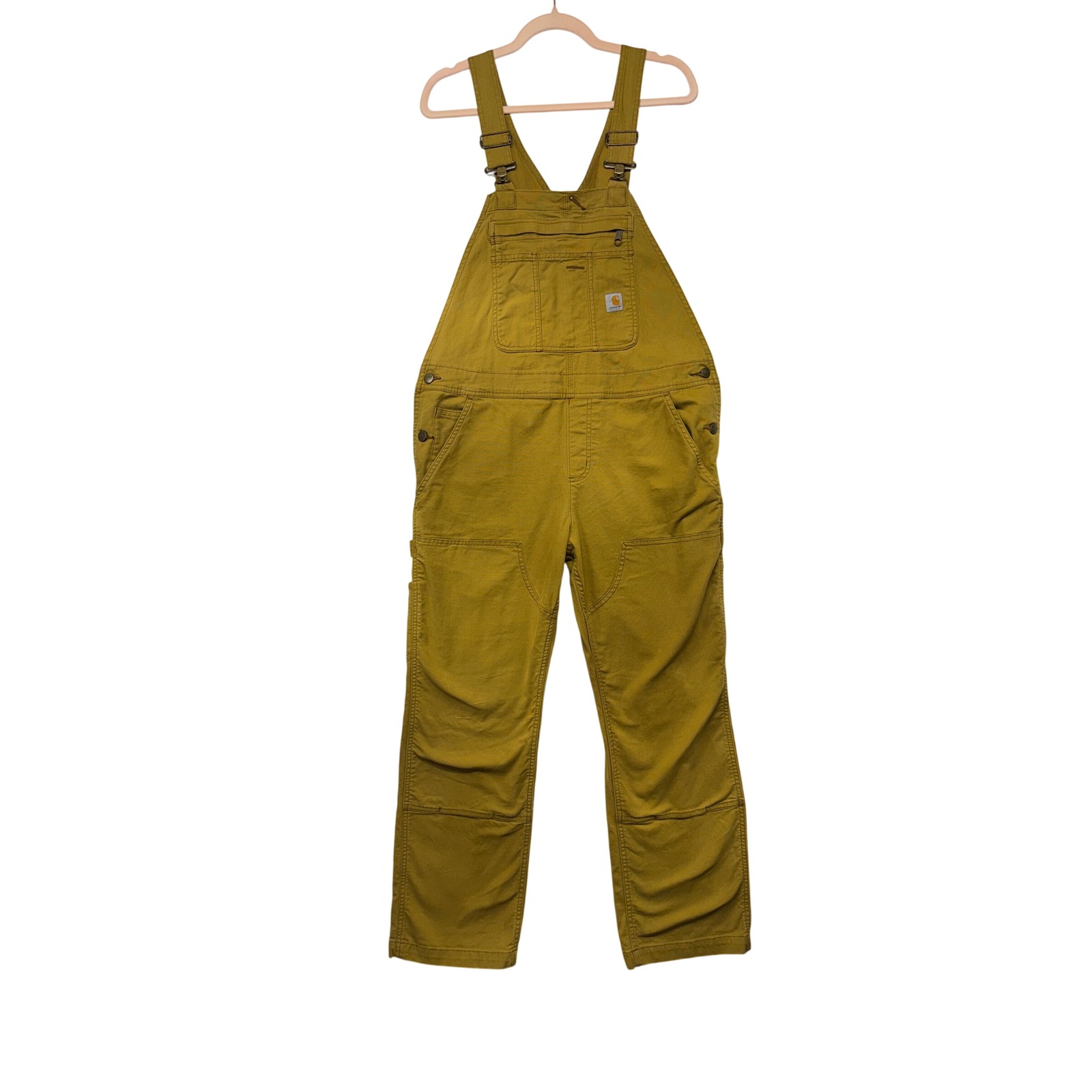 Carhartt Loose Fit Canvas Bib Overalls Ochre Yellow Or2438-W Womens Medium Short